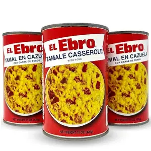 El Ebro Cuban-Style Traditional Ambient Pork Meat Tamal in Cazuela, 15 oz Each, Room-Temp Pack of 3, Pantry Food