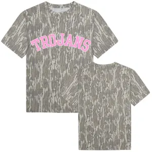 Trojans Varsity T-Shirt, Vintage Mossy Oak Style, High School Mascot Tee, Game Day Apparel, Blue and Black Trojans, Retro School Spirit