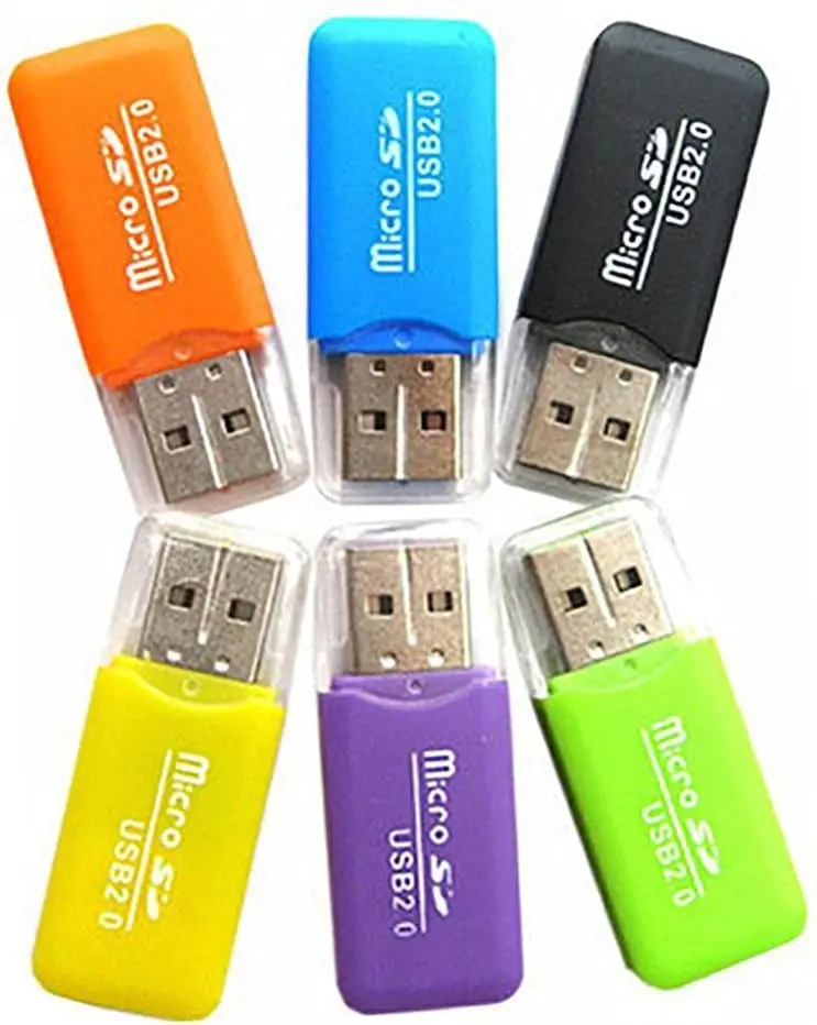 6 Pack  SD Card Reader SDXC TF USB 2.0 T-Flash MicroSD TransFlash Memory Card Reader Adapter Writer Mini Ice Cool for Android Phone Camera PDA MP3 MP4 PC  Tablet TV Box