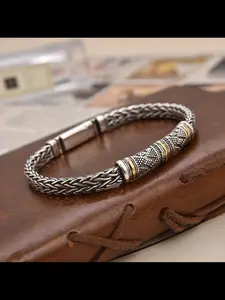 New Ethnic Style Handmade Braided Bracelet, Casual Copper Hand Chain for Men, Fashionable and Bold, All Seasons Accessory, Fashionable Chunky Bangles