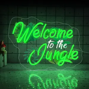 Welcome to the Jungle Neon Sign Jungle Decor for Wall Decor Usb Letter Light Up Sign for Garden Home Entryway Front Porch Party Gift