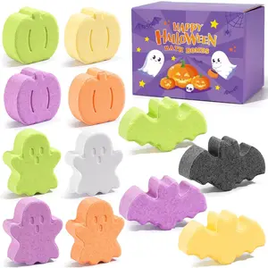 Halloween Bath Bombs - 12pcs Halloween Gifts for Kids, Kids Bath Bombs Halloweens Party Favors for Kid Goodie Bag Fillers, Natural Organic Bubble Baths with Spooky Pumpkin Bat Style