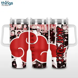 Akatsuki Anime Tumbler 40oz & 20oz, Insulated Stainless Steel Travel Mug with Handle & Lid, Double Wall Vacuum Cup, Aesthetic Gift for Anime Fans, Water Bottle, Daily Use