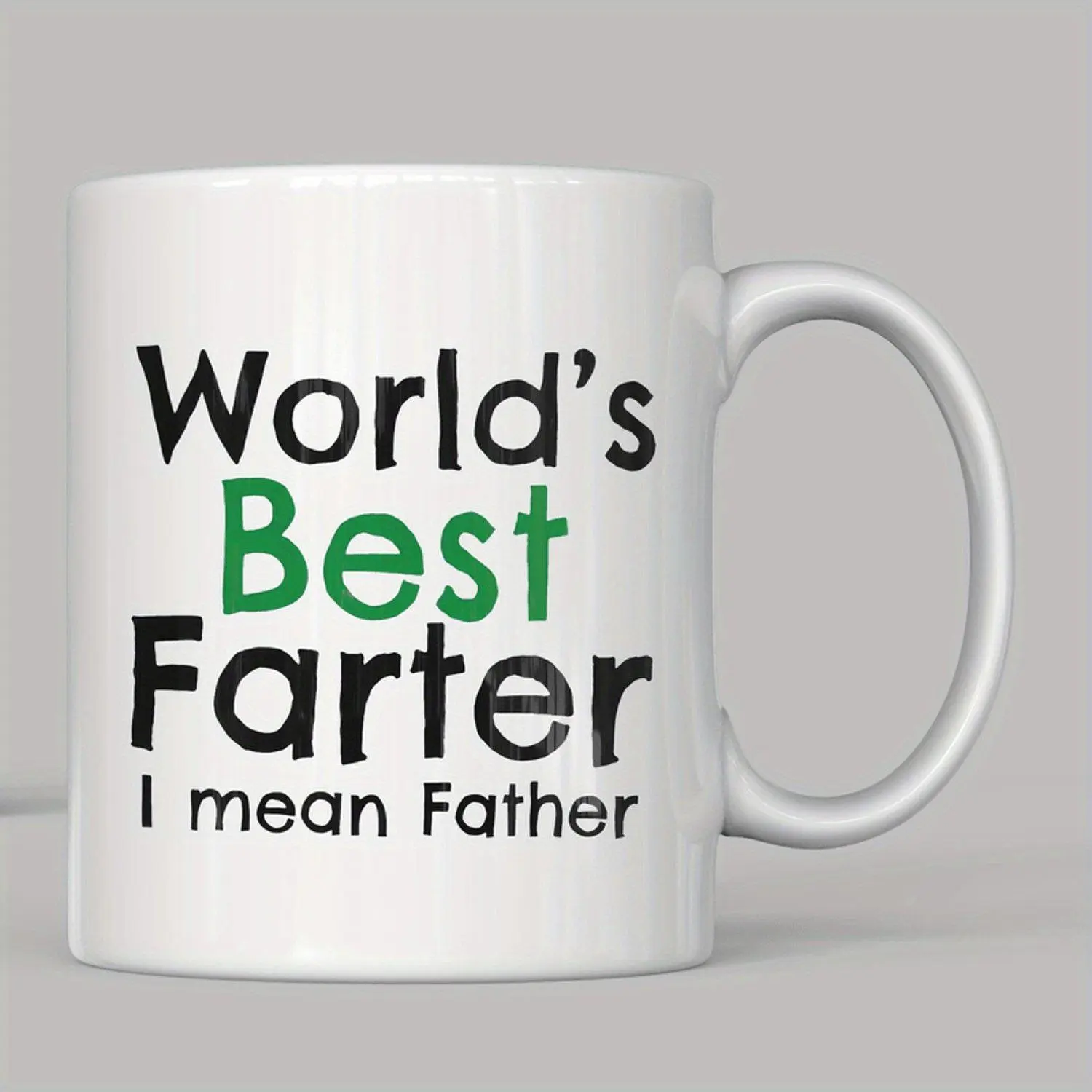 1pc Funny Dad Coffee Mug - Microwave-Safe Ceramic Cup with "World's Best Farter I Mean Father" Humor, White/Black, Birthday Christmas Gifts for Father's Day, Office & Home Use, Gift for Dad | Microwavesafe Mug | Durable Coffee Cup