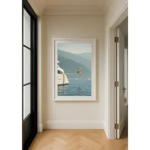 [SALE UP TO 40%] [Unframed] Yacht Diving Board Art Print – Coastal Fashion Doll Poster, Luxury Summer Wall Decor, Glam Pop Art Photography