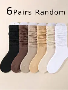 Women's Solid Crew Socks, Multi-pack Soft Comfy Breathable Mid-calf Socks for Daily Wear, Breathable Fabric Socks, Socks for Women, Lady's Fall & Winter  Hosiery