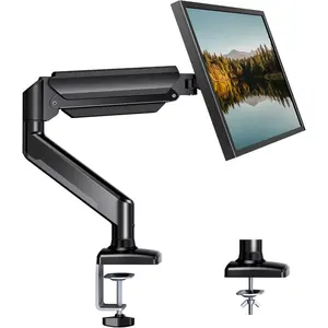 Single  Arm 13-34 Inch, Adjustable Gas Spring Arm,  Desk Mount for 4.4-22lbs, VESA 75/100mm with C-Clamp/Grommet Base,  Stand for Work/Gaming