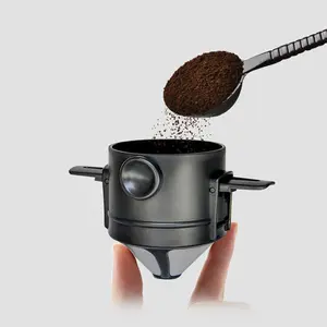 Stainless Steel Coffee Filter, 1 Count Reusable PaperlessCoffee Funnel Filter, Portable Pour Over CoffeeDripper, Lightweight Reusable Filter, Coffee Making Tool, Kitchen Gadgets, Kitchenware, Camping， Valentine's Day gift For Boyfriend & Girlfriend