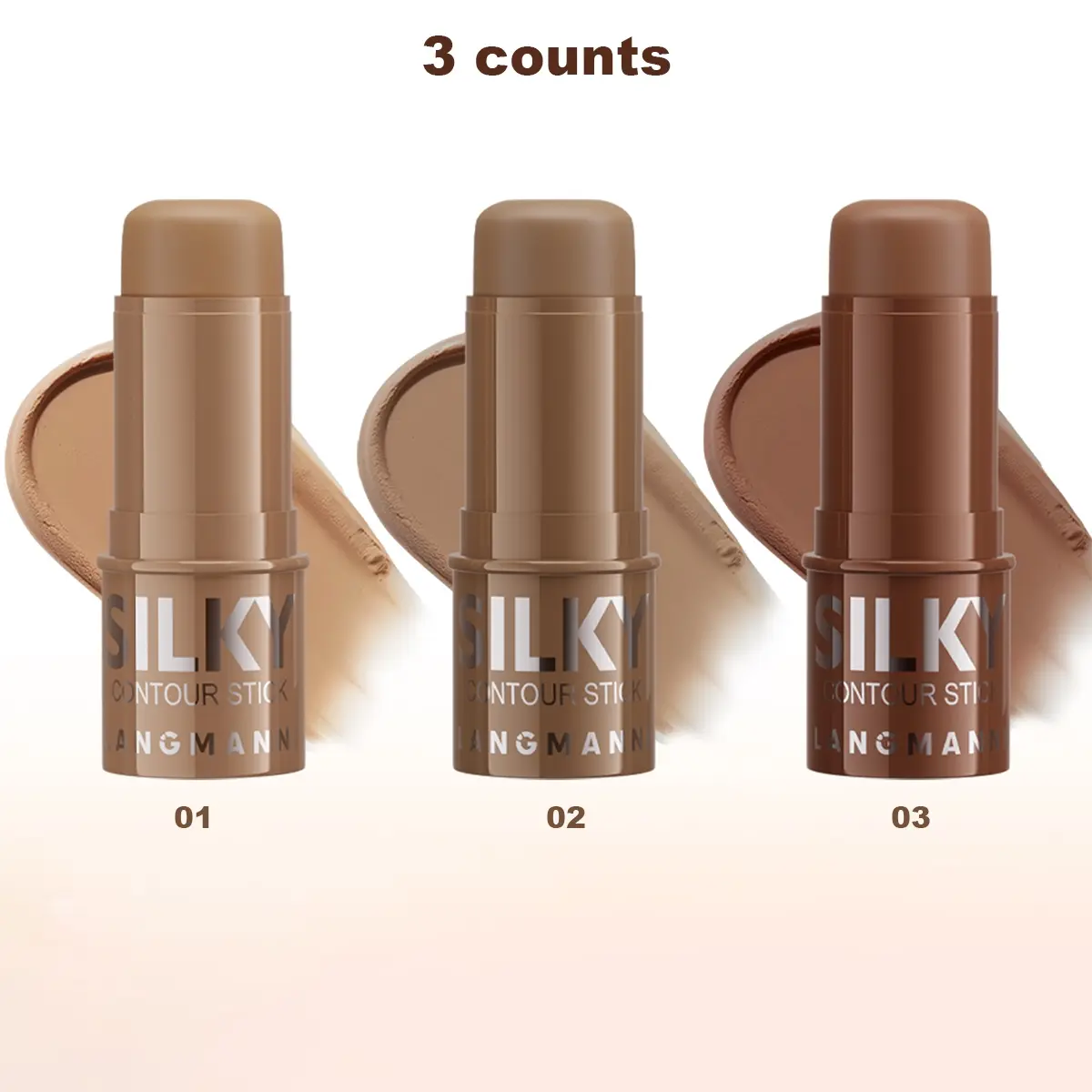 Set of 3 Multifunctional Face Highlighting Sticks, Highlighter Balm, Three-Color Contouring Bars, Brightening Makeup Tools Highlighter Contour for Flawless Skin Finish