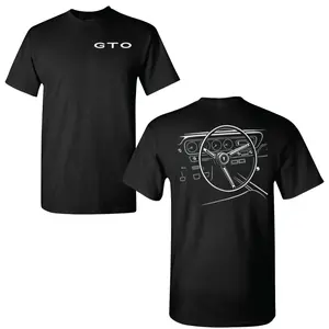 180g[100%cotton]Pontiac GTO Muscle Car T-Shirt – Classic Dashboard & Steering Wheel Outline Graphic Tee, Minimalist Retro Interior Design, Soft Cotton Blend Shirt for Men & Women, Perfect Gift for GTO Fans & Car Enthusiasts