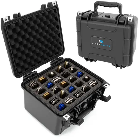 CASEMATIX Folding Knife Case Lockable Knife Storage for 25 4.0" to 5.5" Folded Knives -  Waterproof,  Plastic Organizer and Blade Holder Includes Case Only