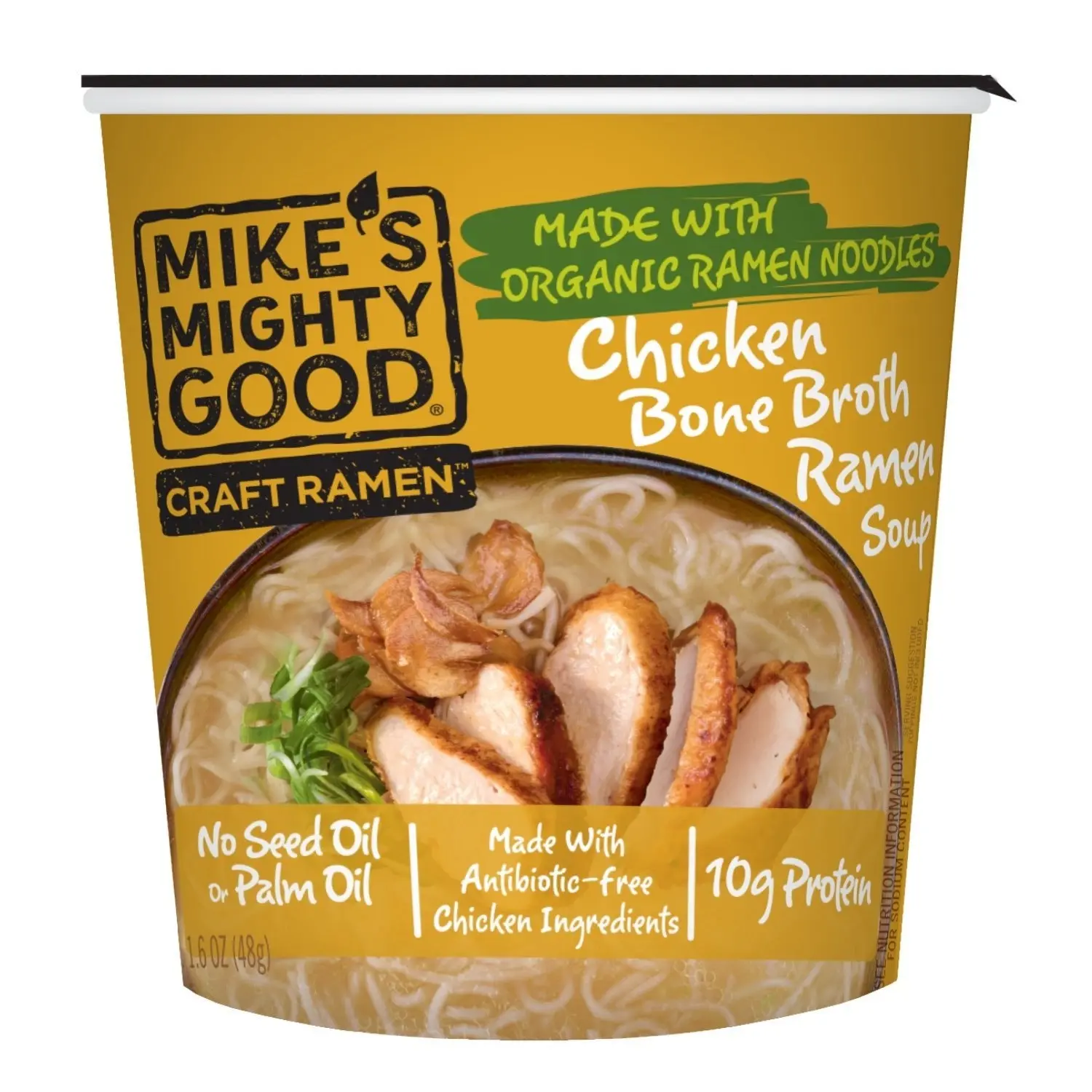 Mike’s Mighty Good Chicken Soup – 6-Pack 1.6 oz Each - Meat Ramen with Organic Noodles – Chicken Flavor – Instant, Quick Meal – Protein Ramen – Healthy Noodle Cup with Rich Broth