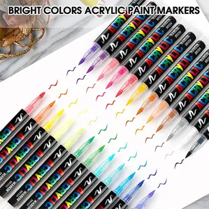 Wholesale Set Acrylic Paint Pens Pencil Brush Markers Pen Permanent Water-Based Acrylic Markers For Canvas, Wood, Glass, Fabric, Ceramics, Metal - Perfect For Artists, DIY Crafts