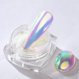 Pretty Diva 0.3g Unicorn Chrome Nail Powder, Aurora Iridescent Chrome Powders for Nails, Mermaid Chrome Powder for Gel Nails Chrome Mica Powder Manicure Pigment (aurora, 0.3g)