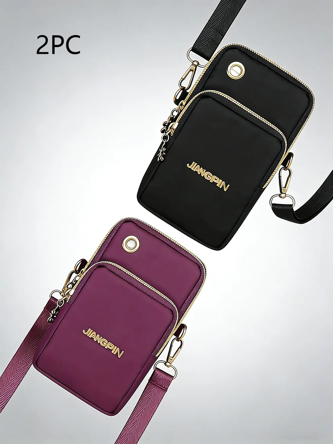 2PCS Women's Fashionable Crossbody Bag Set, Phone Wallet Coin Purse, Adjustable Strap, Fits Phones Cash Earphones, Unisex, Daily Use, Sports, Cycling
