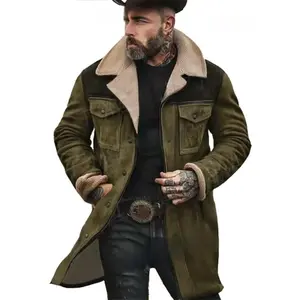 European and American Style Autumn Winter Men's Jacket Color Block Jacket Multi-Pocket Coat