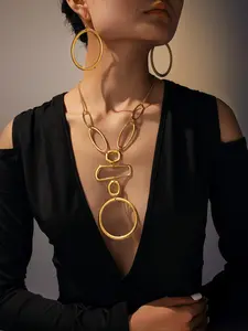 Women's Elegant Hollow Out Design Necklace & Earrings, Boho Style Jewelry Set for Party, Daily Decor, Trendy All-match & Exquisite Jewelry for Birthday Gift, Fashionable Jewelry Set