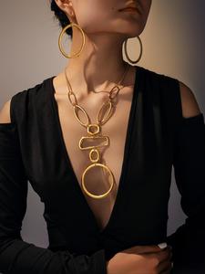 women's elegant hollow out design necklace & earrings, boho style jewelry set for party, daily decor, trendy all-match & exquisite jewelry for birthday gift