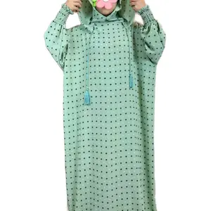 2024 New Ramadan Muslim Two Hats Abaya Dubai Turkey Islam Prayer Clothes