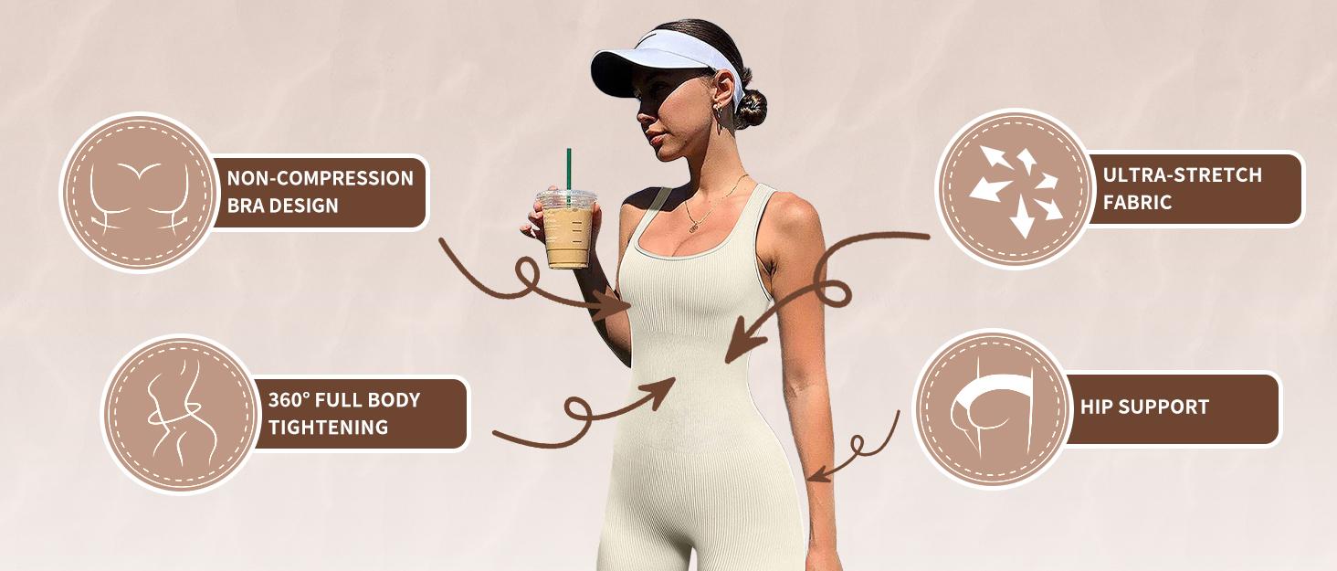 Women's Seamless Spandex Long Sleeve Tank Top - Suspender-Attached Strapback Sports Bra, Plain Design, Button Accents, Defined Waist, Machine Washable