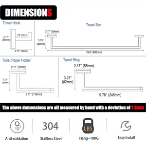 Bathroom Hardware Set 10 Piece Brush Nickel Bathroom Accessories Set Towel Bar Set Includes 2 Towel Bar 24 Inch+2 Towel Holder+2 Toilet Paper Holder+4 Towel Hooks (10, Brushed Nickel, 24 Inch)