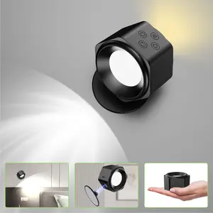 GLITGATE Wireless Wall Lamp, Magnetic Rechargeable RGB light, Remote and Button Control Wall Sconce,Adjustable Night Light, Book Lights for Bedroom,living room,Kids Study,Display Wall,Hallway,Kitchen,Stair,Basement