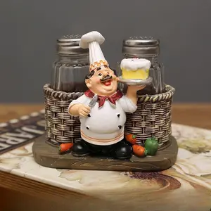 Chef Design Seasoning Bottle, 2 Counts/set Cute Chef Design Seasoning Jar, Seasoning Container for Home Kitchen Restaurant, Utensils Salt Pepper Shakers