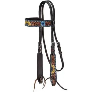 Sunflower w/ Turquoise Buckstich Pony Browband Headstall