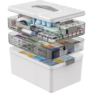 Portable Medicine Cabinet Organizer, Large Capacity, Multi-Functional, Handle, Detachable Tray, Medical Box, First Aid Kit, Durable Storage Organizer
