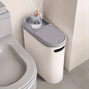 Slim space saving trash can for bathroom bedroom kitchen odor proof sealed lid 10L 2.64gal capacity