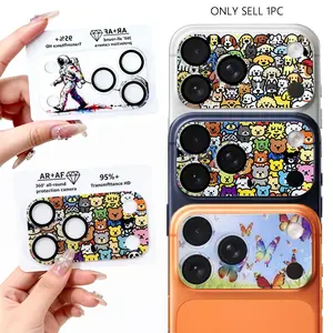 Protective Camera Lens Film for iPhone 17 Pro Max, Butterfly Style, Dog Style, Bear Style, Tempered Glass Cover Screen Protector Accessory