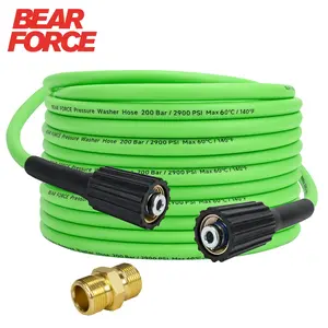 BEAR FORCE Super Flexible Pressure Washer Hose M22 Brass Fitting 32ft 1/4" * 2900PSI, Kink BEAR FORCE Resistant Extension Hose, Power Washer Hose Replacement for Ryobi, Troy Bilt, Greenworks, CRAFTSMAN Most Brand Power Washer