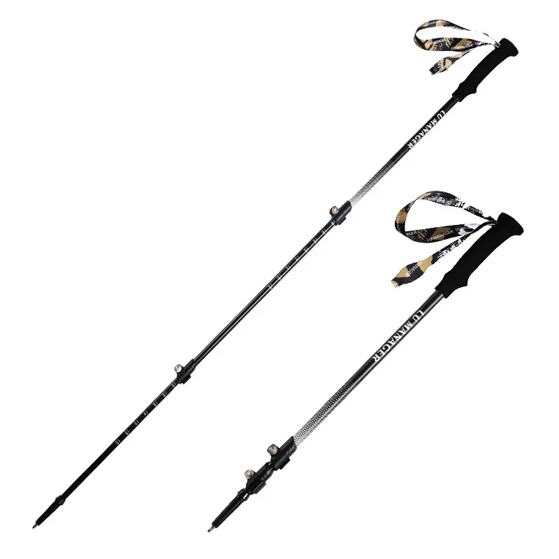 Carbon Fiber Trekking Poles, Lightweight Telescopic Walking Sticks with External Locks, Folding & Portable for Hiking, Hiking Sticks, Adjustable, 65-135Cm, Outdoor Trekking