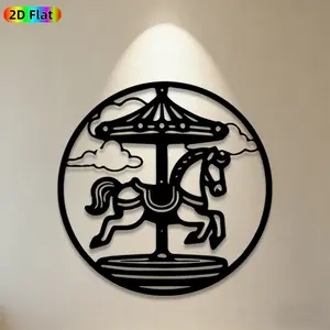 1pc Carousel Horse Metal Wall Art, Whimsical Carousel Horse Statue Mural, Ideal Gift for New Year, Easter, Carousel & Animal Decor Enthusiasts,  Metal Wall Decor Wall Sculptures, Perfect for Bedroom Wall & Garden Fence, Charming Playful Themed Home Decor