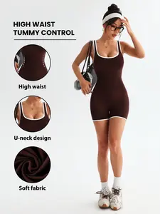 Women's Seamless One-Piece Jumpsuit, Colorblock Design, Perfect for Running Fitness Yoga Cycling Casual Daily Wear, Waist Cinching Butt Lifting, Tummy Control Jumpsuit
