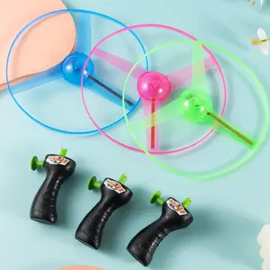 Kids Luminous Flying Disc Propeller Toys LED Lighting Pull String Flying UFO Toy Spinning Top Outdoor Game Sports Toy Gift