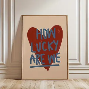1pc, Frameless, 2D, Flat, How Lucky We Are Printed Fashion Poster Aesthetic Obstacle Art Color Print (Frameless) Bed Art Print Red Obstacle Art Retro Print Cute, Fun Canvas Painting Wall Decoration, Home Bedroom Kitchen Living Room Bathroom, Hotel Cafe Of