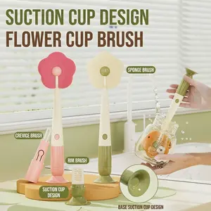 3-in-1 Flower Brush - Home Use Long Handle Sponge Brush