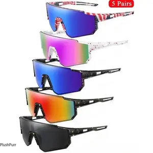 Unisex 5-Pack 2026 Model Sports Eyewear - UV-Protective PC Sunglasses for Men, Ideal for Outdoor Sand Protection, Fishing