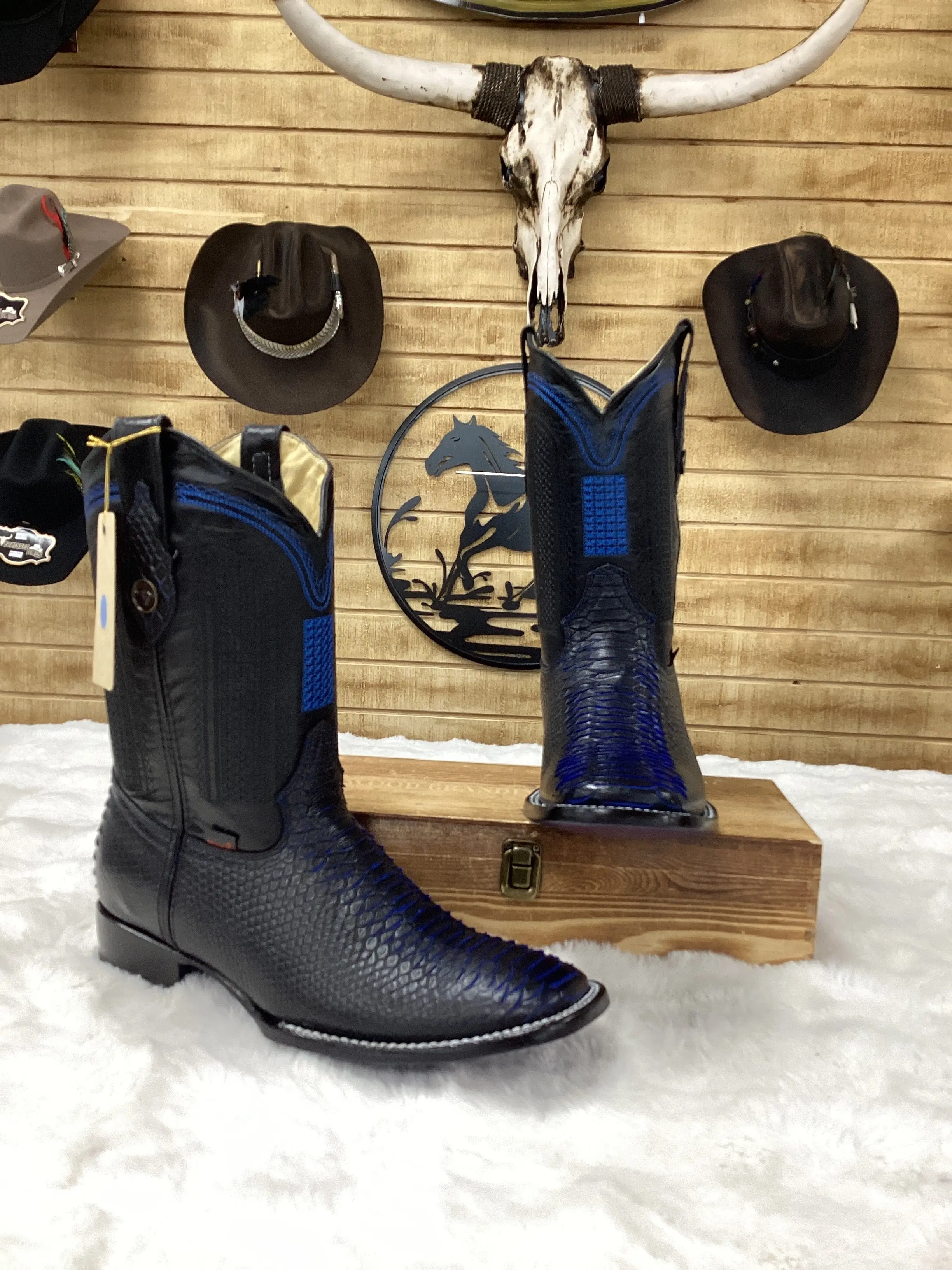 Hooch Mens Python Print Boot - Blue