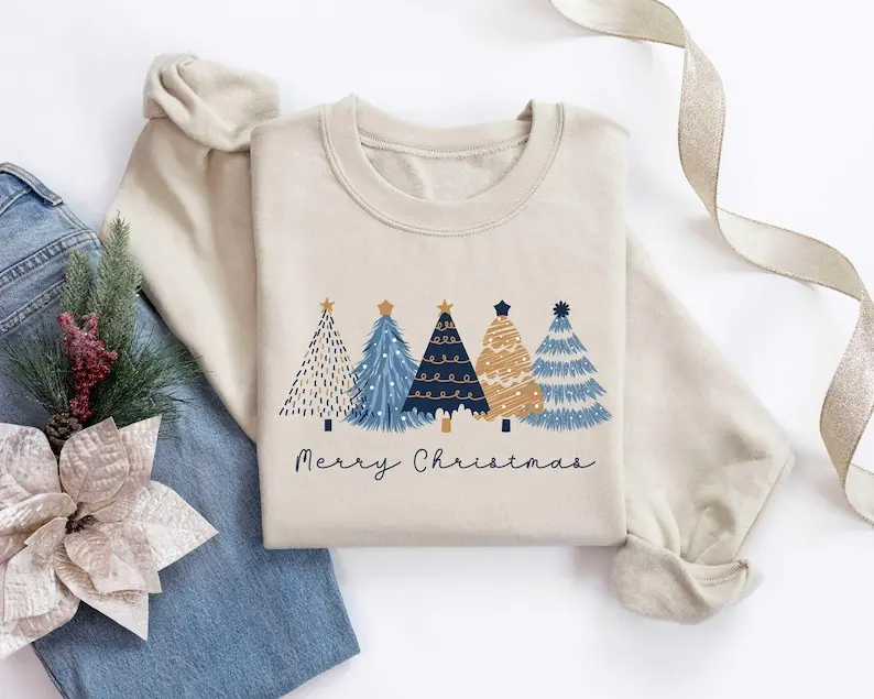 Christmas Tree Sweater, Christmas Sweater, Christmas Crewneck, Christmas Tree Sweatshirt, Holiday Sweaters for Women, Winter Sweatshirt