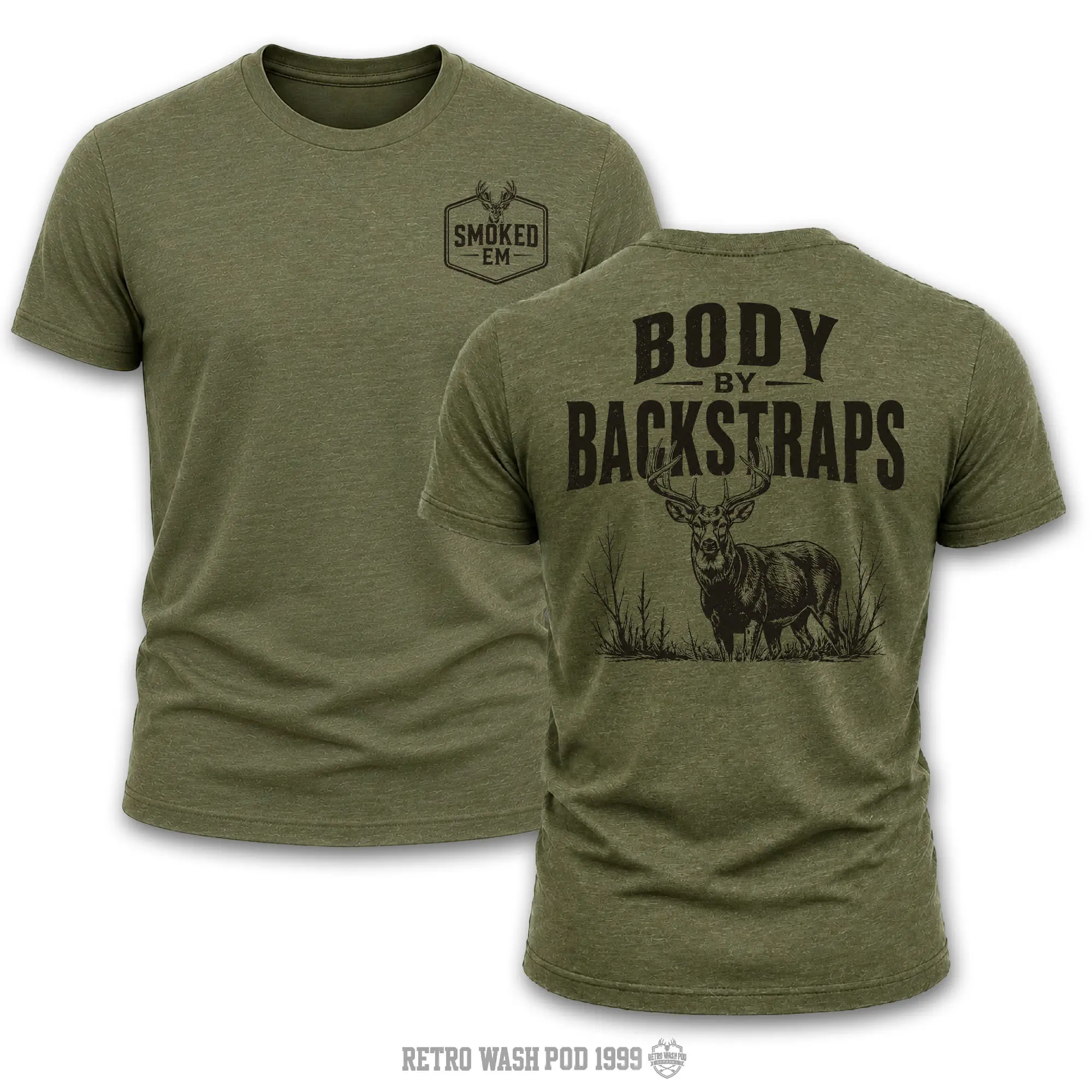 "Body By Backstraps" Men's Shirt, Hunting T-shirt, Crew Bowhunting Shirt, Deer Skull Archery Tee, Archery Tactical Gear, Unisex Short Sleeve Casual 100%, Outdoor Gift For Men, Made In USA.