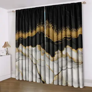 Marble Texture Decorative Curtain, Digital Print Privacy Drapes, Multiple Sizes Available, Easy Installation, All-Season Use, Window Curtain