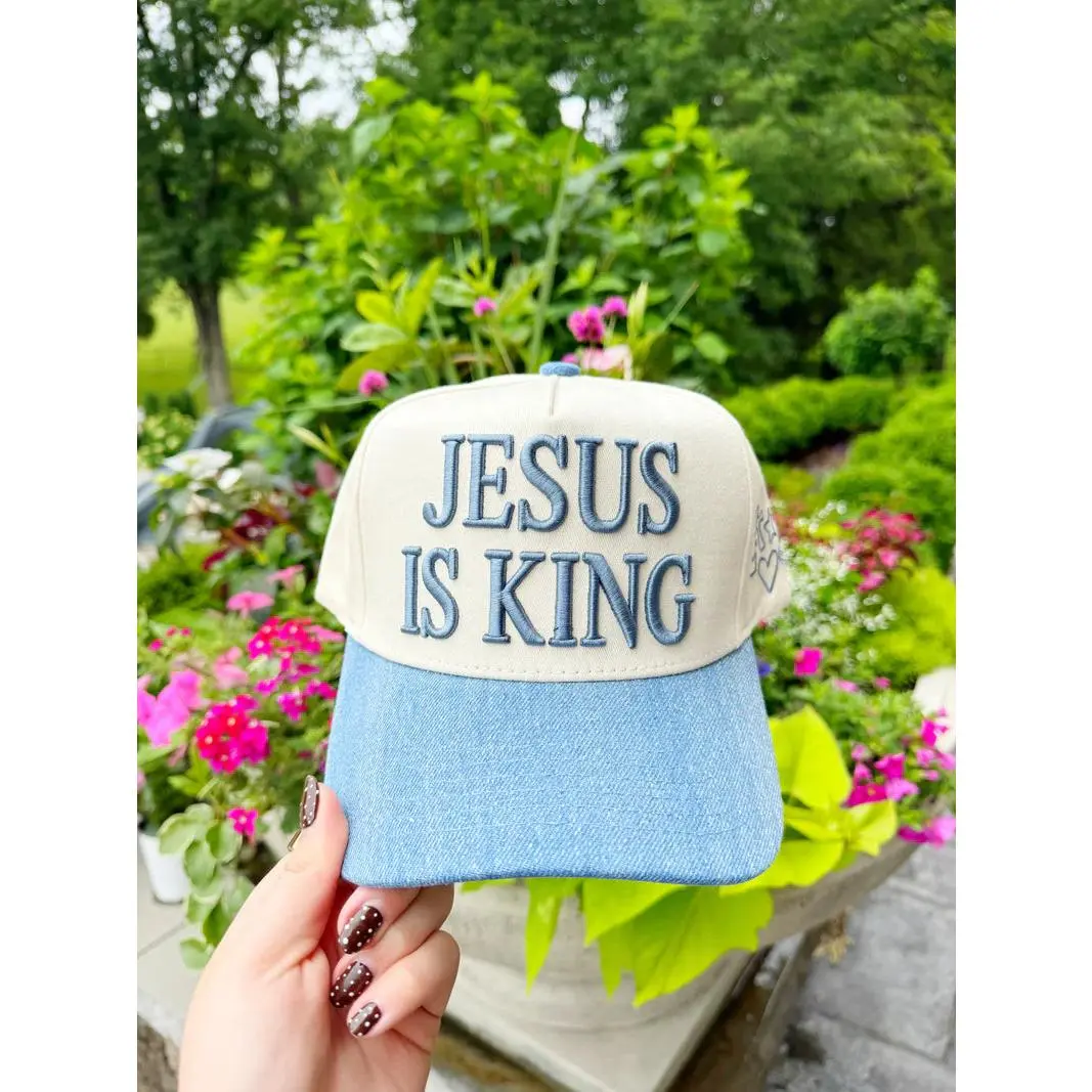 Jesus Is King Puff Embroidered Hat
