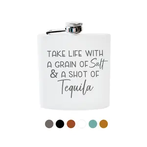 Flask. Take Life with a Grain of Salt Tequila Flask Engraved Gift. Hip flask hip flask stainless steel