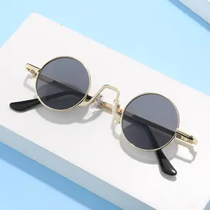 Vintage Small Round Sunglasses for Women & Men, Retro Hippie Style Circle Glasses with Metal Frame, Classic Unisex Eyewear for Festival & Daily Wear