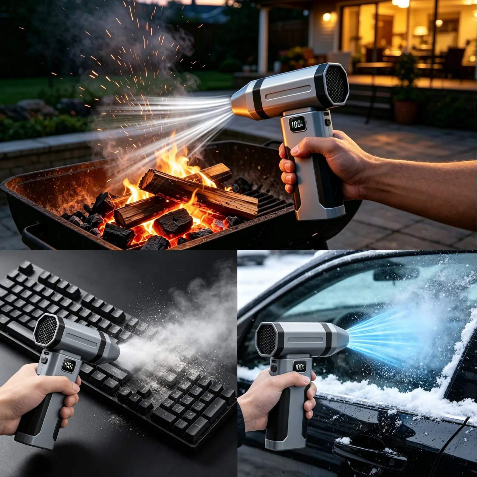 Handheld Electric Air Duster, Compressed Air Blower Gun, Adjustable 6 Gears, Rechargeable Cordless, Mini Turbo Jet Fan,Wireless Airflow Tool Accessory for Keyboard, PC, Car, Home & Outdoor Cleaning Powerful Portable