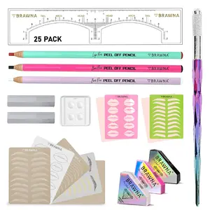 BRAWNA Permanent Makeup Kit for Cosmetic Tattoo Professionals and Beginners - PMU Microblading, Lip Blush Supplies Disposable Elastic