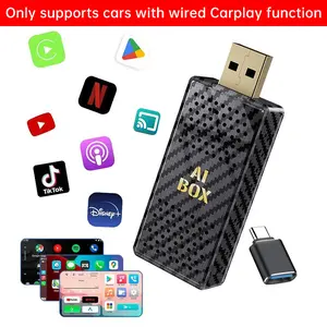 【FIFA World Cup 2026】Yurnlv Mini Al Box -Streaming Netflix/Youtube/Tiktok to your car! 4in 1 Wireless CarPlay and Android Auto Adapter suitable forFactory wired CarPlay Cars