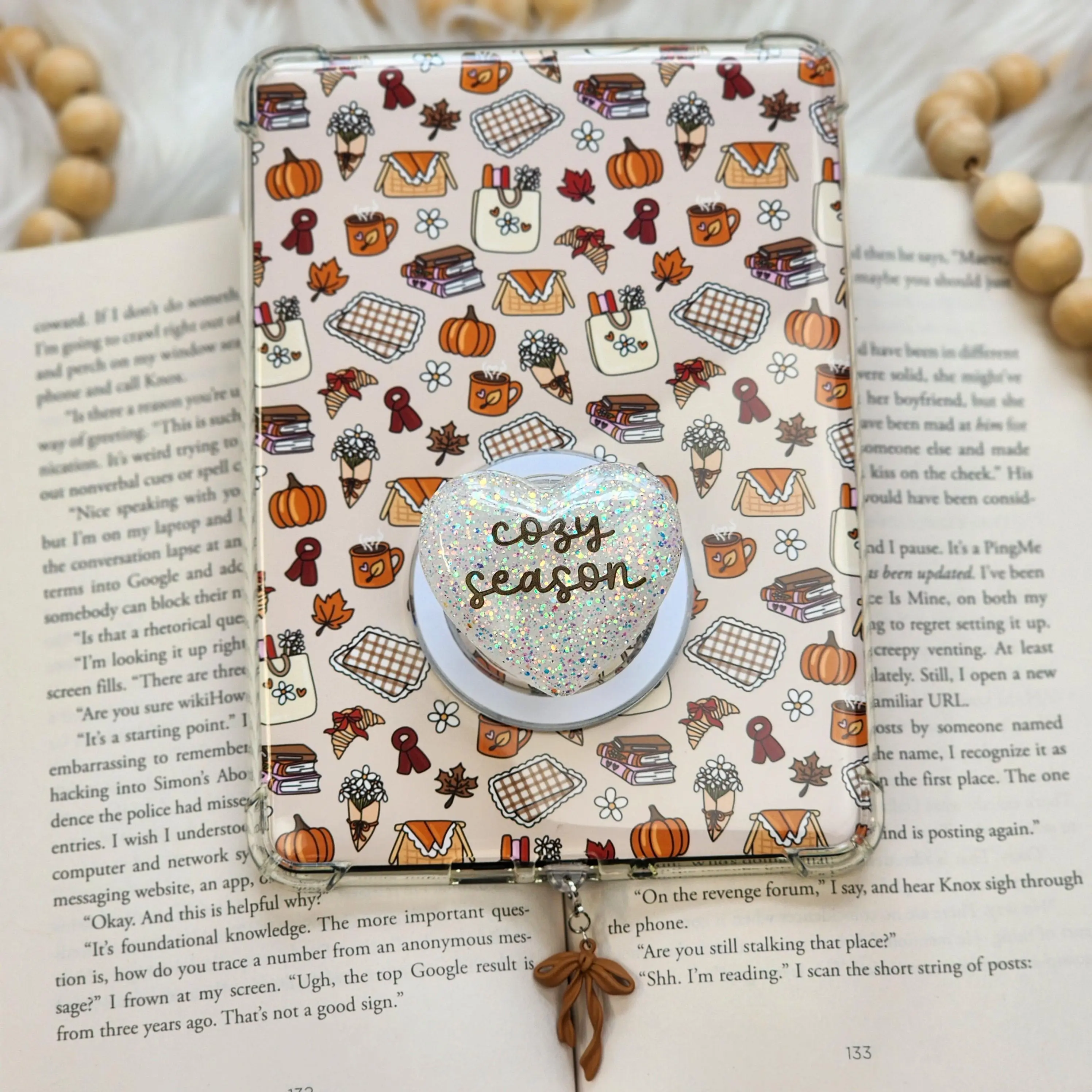 Kindle Accessories Set | Cozy Season Fall Essentials | Insert, Grip & Charm